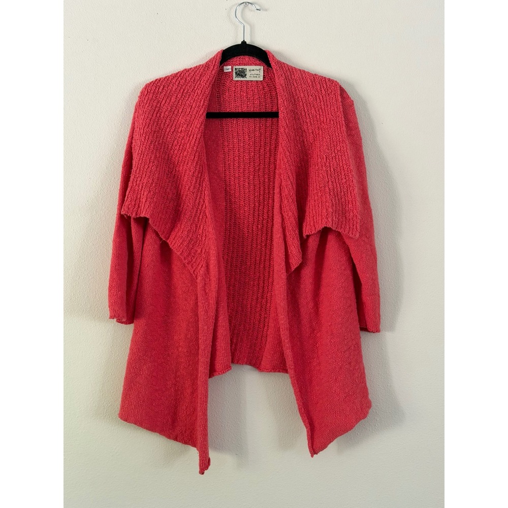 Habitat Clothes to Live In Coral Pink Cotton Draped Open Front Cardigan Medium